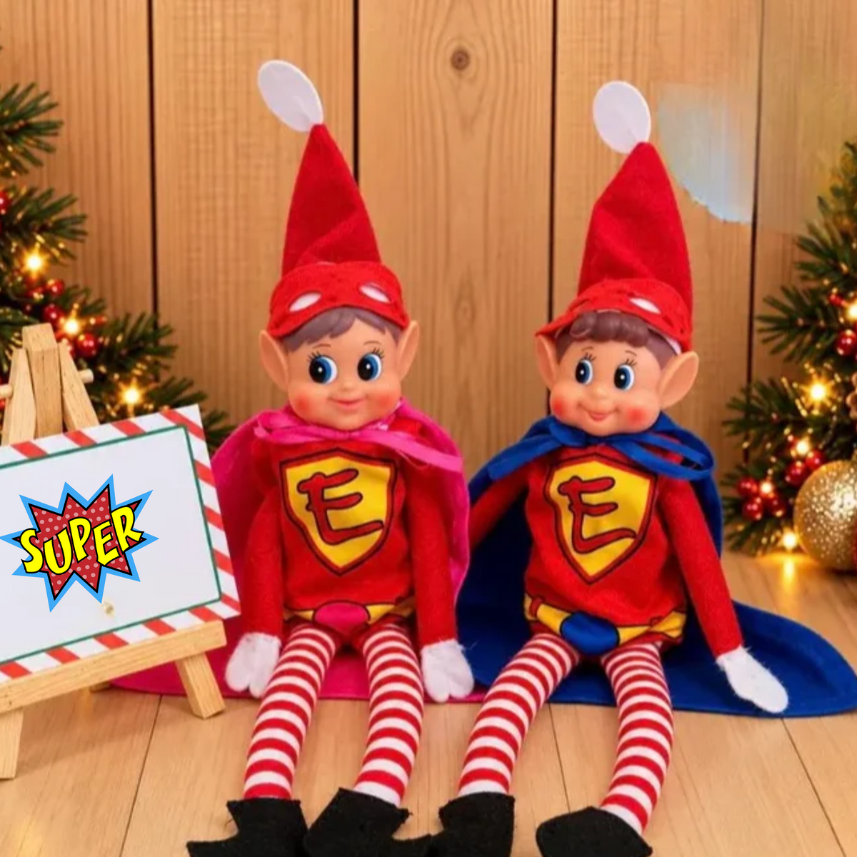 Elfo super elfės kostiumas | Elfo išdaigų aksesuaras