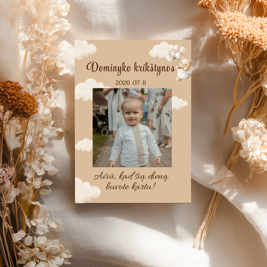 Padėka krikštynų svečiams, krikštynų lauktuvės, magnetukai su nuotrauka, krikštynų atributika, personalizuotos dovanėlės svečiams, krikštynų prisiminimai, dovanų idėjos krikštynoms