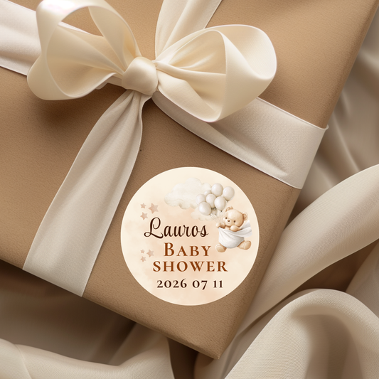 Baby Shower lipdukai, personalizuoti lipdukai, krikštynų lipdukai, šventinė atributika, dovanėlių dekoras, lipdukai su vardu, kūdikio sutiktuvių dekoracijos