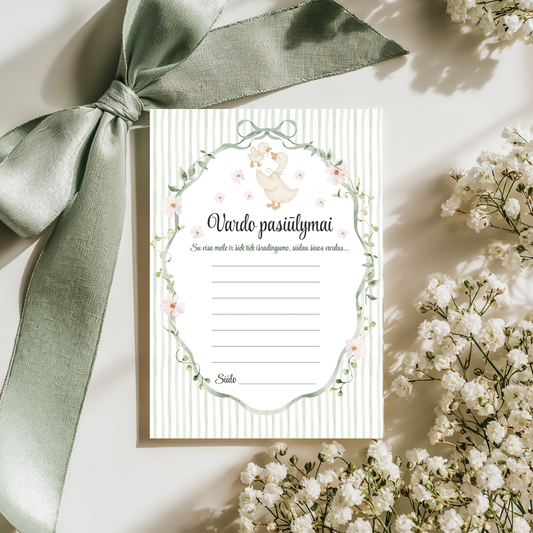 Vardo pasiūlymai, Baby Shower žaidimai, krikštynų kortelės, kūdikio vardas, šventinė atributika, dovanos būsimai mamai, palinkėjimų kortelės