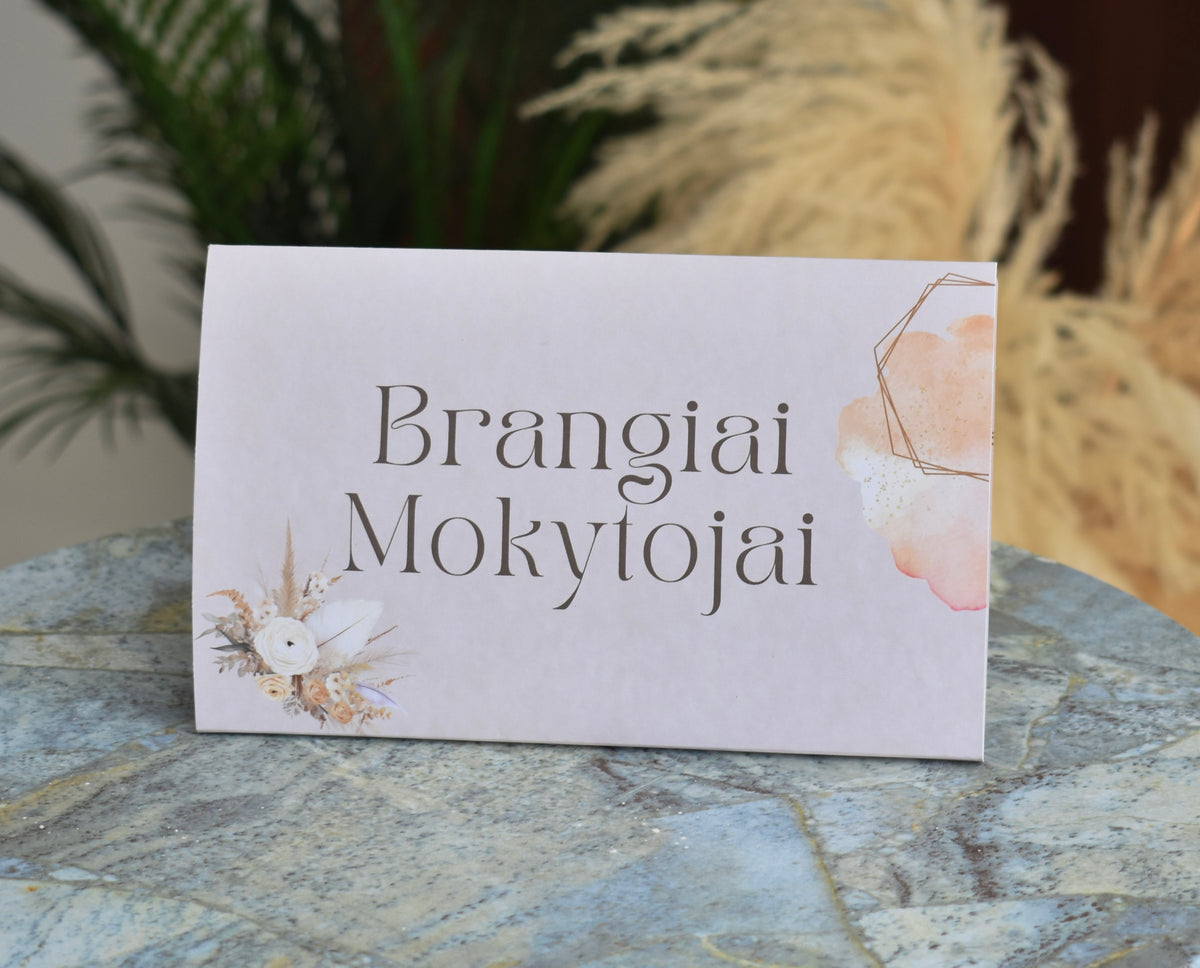 Didelis Personalizuotas Atvirukas su Šokoladukais Mokytojai / Auklėtojai – „Ačiū“ | Minimalistinės gėlės