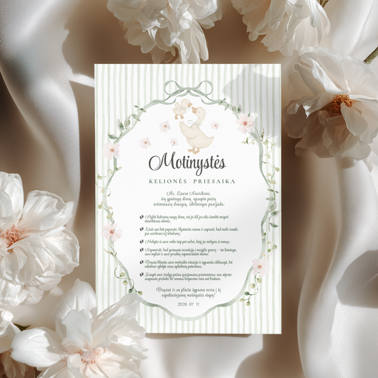 baby shower zaidimas motinystes keliones priesaika krikstynos