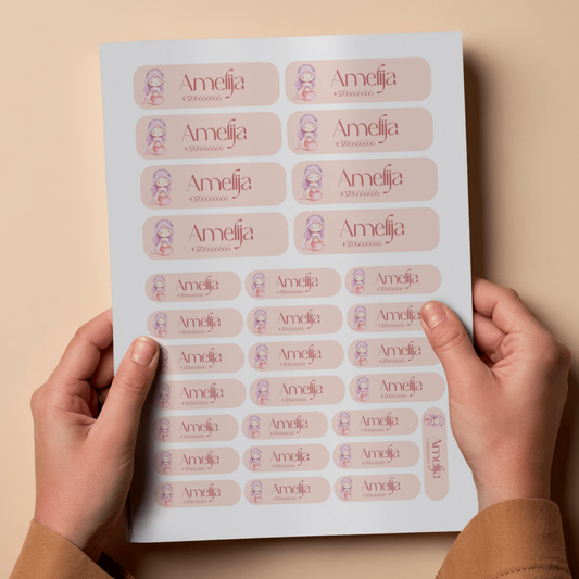 Personalizuoti vardo lipdukai su iliustracija darželiui ar mokyklai