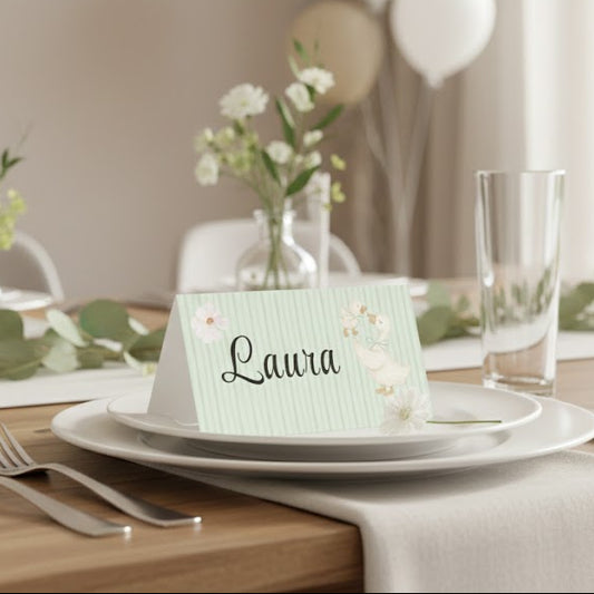 Stalo kortelės, vardinės kortelės, krikštynų stalo dekoras, Baby Shower atributika, šventinė spauda, personalizuotas dekoras
